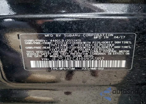 2017 Subaru Forester 2.5I Premium z USA, uszkodzony, nr VIN JF2SJAEC4HH805982